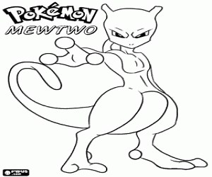 The feline pokemon Mewto coloring page printable game