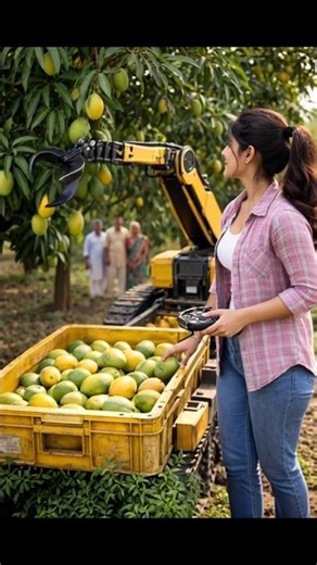 Futuristic robotic machine Harvesting mango in Lush Green Farms#shorts