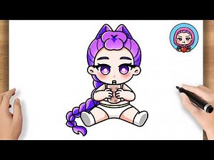 How to Draw Rumi Drinking Milk Tea | Kpop Demon Hunters | Easy Drawing Tutorial