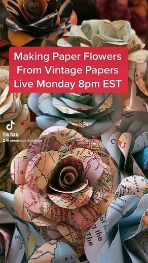 Join me this evening for a tutorial on making roses out of recycled Vintage Papers ##fyp##tutorial##diy##papercraft##flowermakingtutorial