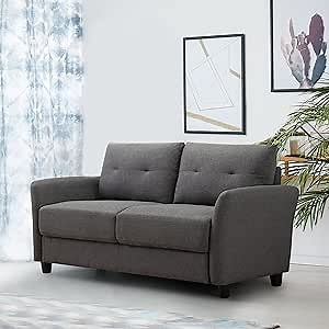 ZINUS Ricardo Loveseat Sofa Tufted Cushions, Easy, Tool-Free Assembly, Dark Grey
