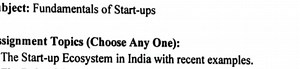 Subject: Fundamentals of Start-ups Assignment Topics (Choose A... | Filo