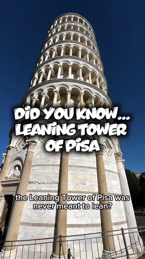 Did you know the Leaning Tower of Pisa was never meant to lean? Construction started in 1173, and it began tilting almost right away because builders placed it on soft, unstable soil. They kept building anyway — and that famous lean became one of the most iconic “happy accidents” in history 🇮🇹✨ Today it leans at nearly 4 degrees and stands uneven in height, yet still perfectly balanced after almost 900 years. Come wander with me. Subscribe for more adventures. ✨ #LeaningTowerOfPisa #PisaItaly 