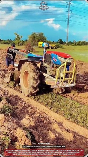 Tractor Machine Moldboard Plowing 15HP During Agricultural Work