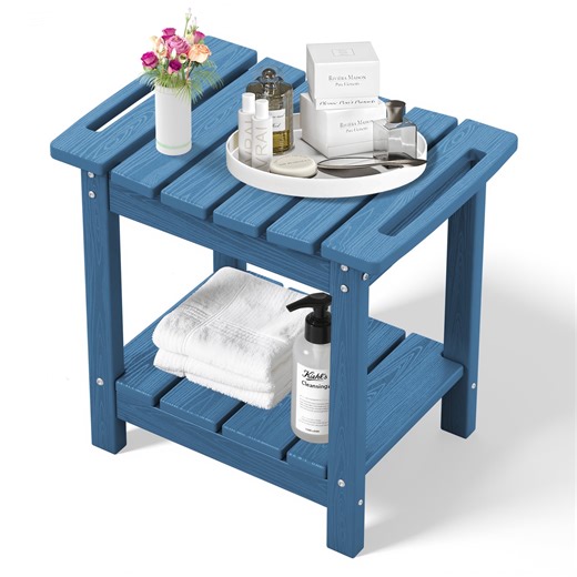 SERWALL HDPE Shower Bench for Inside Shower, Waterproof Shower Stool with Handles- Blue