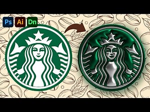 3D Inflate & Render STARBUCKS Logo using Photoshop, Illustrator and Dimension!