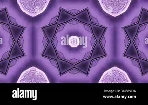 Abstract Geometric Pattern in Purple Kaleidoscopic Symmetrical Design.