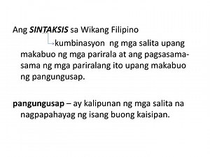 Ang SINTAKSIS sa Wikang Filipino - SlideServe