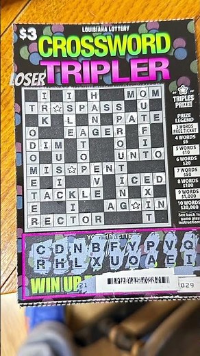 Crossword Tripler Scratch Off Ticket Louisiana Lottery