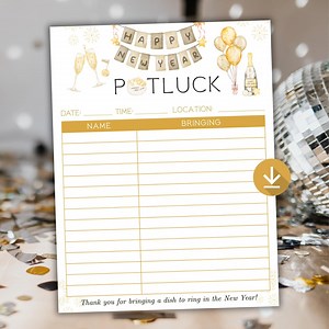 New Years Potluck Page Sign up Sheet New Years Dinner Planner Printable Office Dinner Holiday Potluck New Years Day Party Food Planner - Etsy