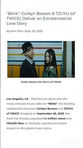 New song released by Corbyn Besson and TZUYU , Blink delivers an Extraterrestrial Love story