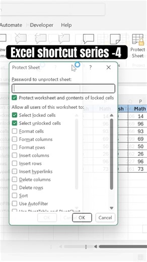 Excel shortcut series-4 l Protect sheet option in Microsoft Excel ✔️