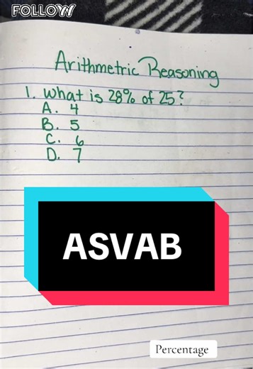 Asvab math test question. #arithmetricreasoning #asvabtest #percent #impactmath19