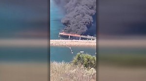 Whyalla Jetty on fire