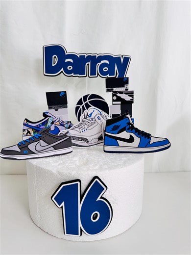 Blue Sneaker Personalized Cake Topper, Custom Cake Topper Sneaker, Blue Sneaker Party - Etsy
