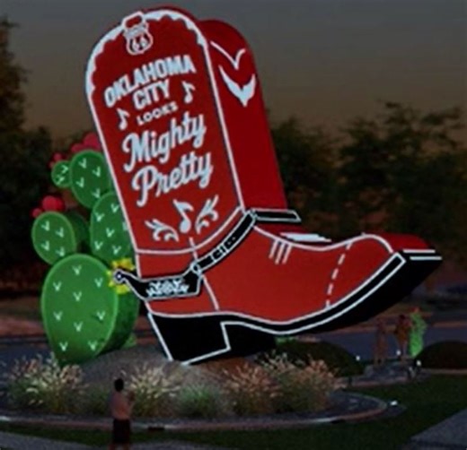 Route 66 boot statue finds a location