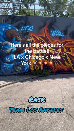 Here it is! Footage of all the team’s productions for The 3 Kings Battle LA v Chicago v New York that went down in Chicago 2024 ⚔️🔥 Thank you @catchwreckcreatives for putting this together and for the great hospitality 🤝 @loopcolors.usa thank you for sponsoring the paint and @cgomez220pt2 assembling our amazing LA team 🫡🔥 who do you think won?!? Comment the winner ! #art #graffitiart #mural #graffitibattle #3kingsbattle #streetart