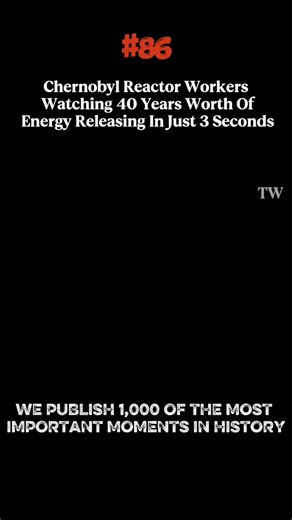 HistoryVerse on Instagram: "In just seconds, Reactor 4 surged far beyond its limits. Power spiked to nearly 10× normal levels, triggering a steam explosion that destroyed the reactor core. The blast, equal to about 225 tons of TNT, released radioactive material across Europe and exposed major design and safety failures—making it one of history’s worst nuclear accidents."