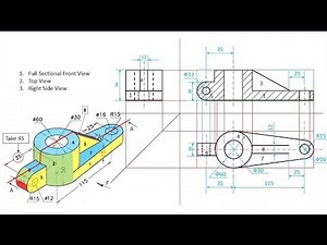 How to Draw Sectional View of Engineering Objects | Problem 3