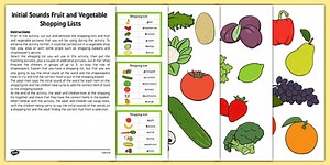 Initial Sounds Fruit and Vegetable Shopping Lists Activity Pack