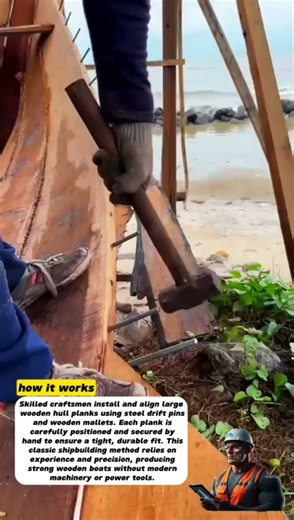 Traditional Wooden Boat Construction | Manual Hull Plank Fastening by Hand