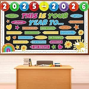 Welcome Back to School Bulletin Board Decorations This is Your Year Classroom Bulletin Board Set Colorful Classroom Cutouts for Back to School Office Chalkboard Wall Door Decor Supplies