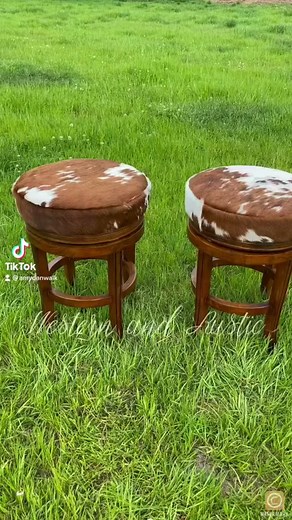 Cowhide stools. One available at my Etsy shop: Western and Rustic Shop#cowhide #furniture #refurbished #cowhidefurniture #stools #genuinecowhide #etsyshop #etsyshopseller