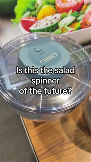 This new salad spinner from Farberware allows you to spin your greens with the press of a button. Would you ditch your manual version for this one? Let us know in the comments. #kitchengadgets #salad
