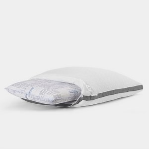 Brookstone Perfect 2-in-1 Comfort Pillow with Reversible Cooling Cover, Memory Foam with Fiber Fill Shell, Standard/Queen