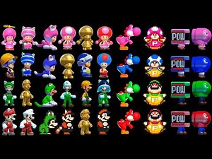 Super Mario Maker 2 - 4 Players All Power-Ups (Mario, Luigi, Toad, Toadette)