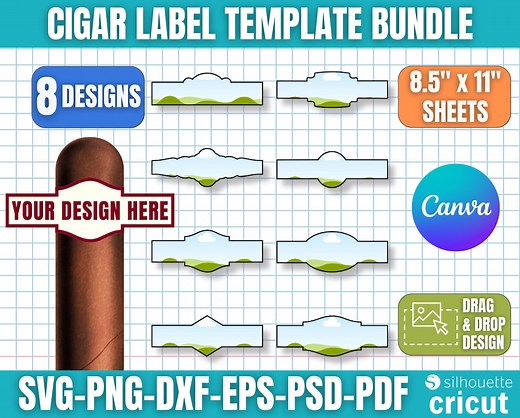 Cigar Label Template Bundle, Cigar Wrapper Template, Cigar Label Svg, Cigarette Sticker Template, Custom Cigar Bands, Canva Editable - Etsy