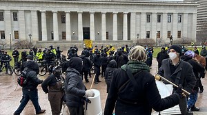Protesters clash at Ohio Statehouse on third anniversary of U.S. Capitol demonstration