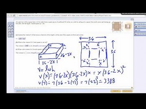 algebra open box volume problem