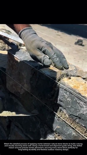 Mastering Stone Wall Mortar Jointing 🧱 #stonemasonry #construction #craftsmanship