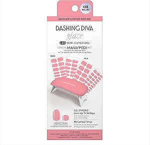 Dashing Diva Glaze Mani Pedi Kit​ - The Lolli Lolli - Comes with LED Nail Lamp - Long Lasting, Semicured Gel Nail Strips for Toes & Hands