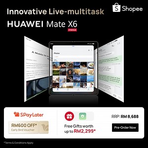 🌟 Unfold the Classic with the All-New HUAWEI Mate X6! 🌟 ✨ Key Features That Redefine Excellence: 1️⃣ Ultra Slim and Durable – Built with innovative Distributed Architecture and unmatched durability 2️⃣ Ultra Chroma XMAGE Camera – Capture every moment in perfect color 3️⃣ Innovative Live-Multitask – Switch between tasks effortlessly 🚀 Preorder Now for RM8,688 and enjoy these exclusive rewards: 🎁 RM600 Early Bird Voucher 🎁 HUAWEI 1-Year Screen Protection 💥 Total Gifts Worth RM2,299!* 👉 Don’