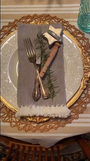 Chic Farmhouse Table Setting with Striped Tablecloth ✨