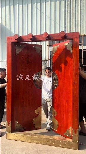 Solid Wood Door Trial Installation | See the Finished Entrance Effect 🪵🚪#woodworking #viralvideo