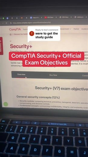 Replying to @tee CompTIA Security Official Exam Objectives #cybersecurity