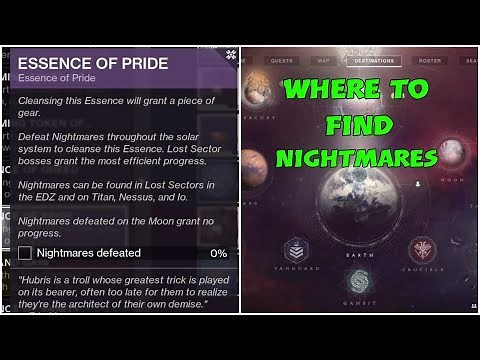 Where to find nightmares destiny 2/Edz,Titan,Nessus,IO lost sector locations/essence of pride