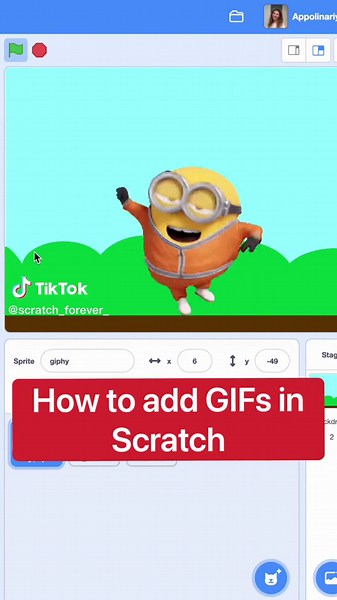 How to animate GIFs in Scratch - add cool animation to your project! #scratch #minions #gif #animation #programming