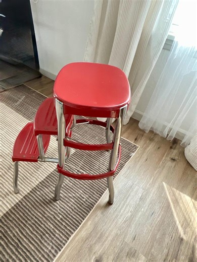 Vintage Cosco Style Red Kitchen Step Stool - Kitchen Stool W/pull Out Steps - Etsy UK