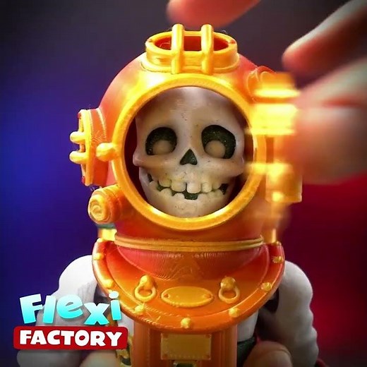 #flexifactory Skeleton Diver now on ‪@cults3d956‬ #3d #toys #3dprint #stl #new #3dprinted #fidget
