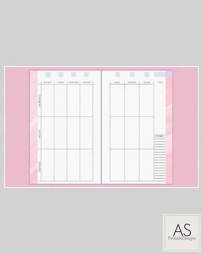 Weekly Planner Printable | Compact Size | Editable with pink trim | Week on 2 Pages