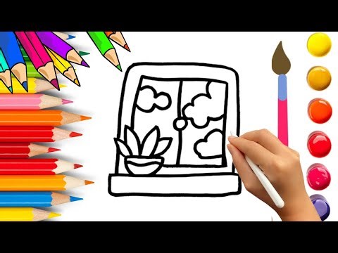 How To Draw cute Window EASY Drawing, Painting & Coloring For Kids and Toddlers_🌈🎨