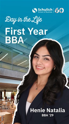 Ever wonder what the first-year BBA experience at Schulich really looks like? 🎓✨ In this episode of our Schulich Day in the Life series, we follow Henie Natalia, a first-year BBA student, as she navigates classes, campus life, and the many resources that support her journey. From grabbing a free professional headshot at the CCD, to studying in our collaborative rooms, attending engaging lectures, and picking up a quick bite at the Marketplace — Henie shows us how Schulich helps students learn, 