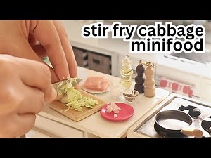 Mini KITCHEN TOY SET Miniature Cooking ASMR Tiny Food CABBAGE STIR FRY with HAM