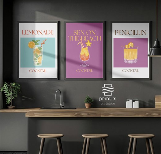 Triple Vector Cocktail Illustrations - Etsy