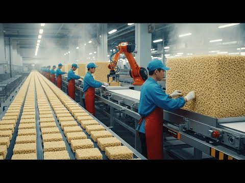 Inside the Instant Noodle Factory: From Wheat Flour to Premium Noodles (Full Production Process).