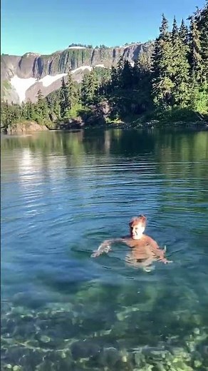 Skinny dipping Hayes Lake at Mount Baker